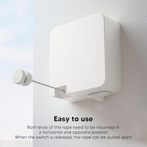 Image of Retractable Cloth line for Drying Clothes Indoor,Heavy Duty Double Cloth Drying Rope for Balcony,Wall Mounted Cloth Drying Stand Laundry Clothesline Adjustable Washing Line 13.8 Ft Wire (Small)