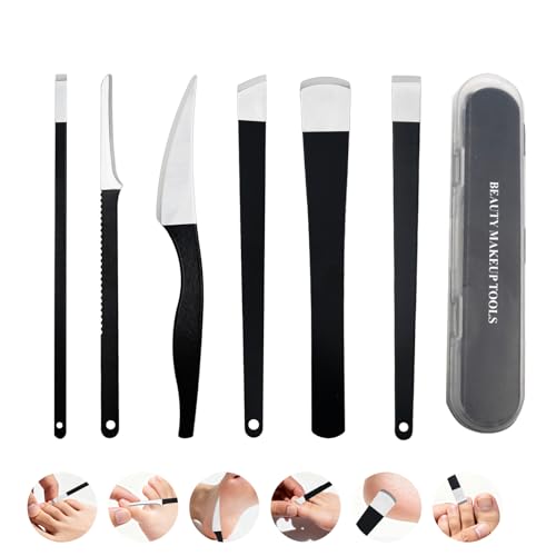6 Pezzi Bisturi per Pedicure, Kit Pedicure Professionale per Piedi in Acciaio Inox, Set Coltelli da Pedicure con Custodia, Attrezzi Manicure Pedicure per Rimuovere Calli Duroni Pelle Morta Cuticole
