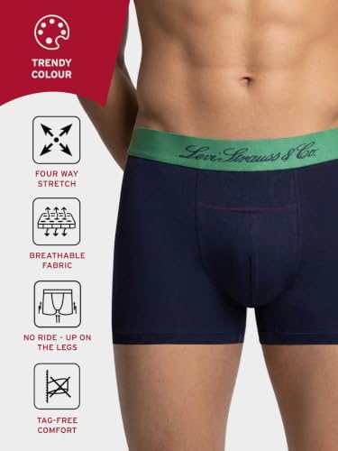Image of Levi's Cotton Elite Trunk | Premium Men's Trunk Underwear | 4-Way Stretch | Outer Elastic Waistband | H-Pocket | Style 072 | Pack of 1