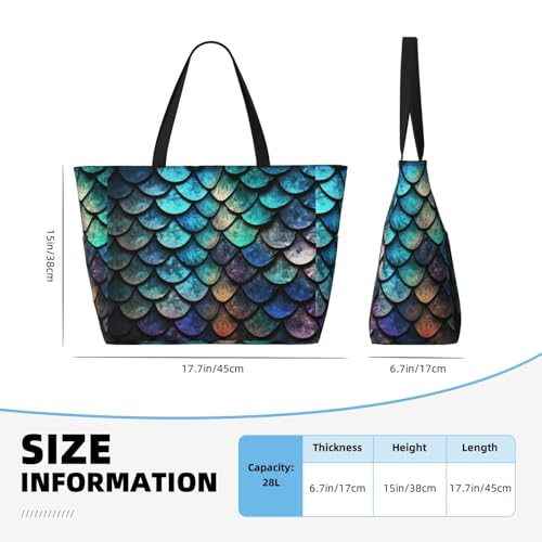Beach Bags For Women Large Waterproof Sandproof Beach Tote Bag Lightweight Zipper Carry On Bag 3d Magical Dragon Scales Pattern Pool Bag For Gym Travel Vocation4