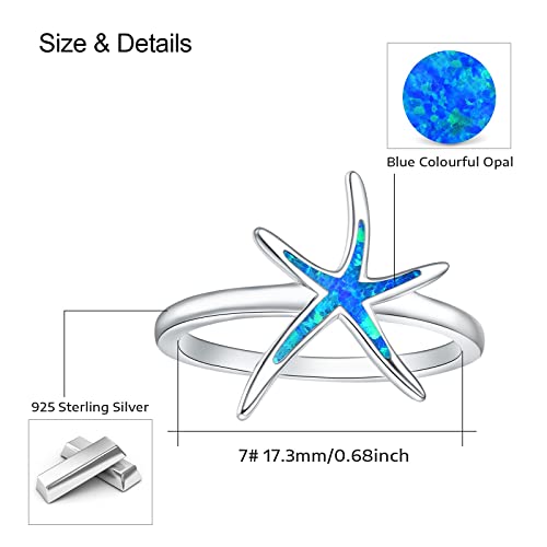 Starfish Rings 925 Sterling Silver with Blue Opal Ring Elegance Fashion Jewelry For Women Girlfriend with Box4