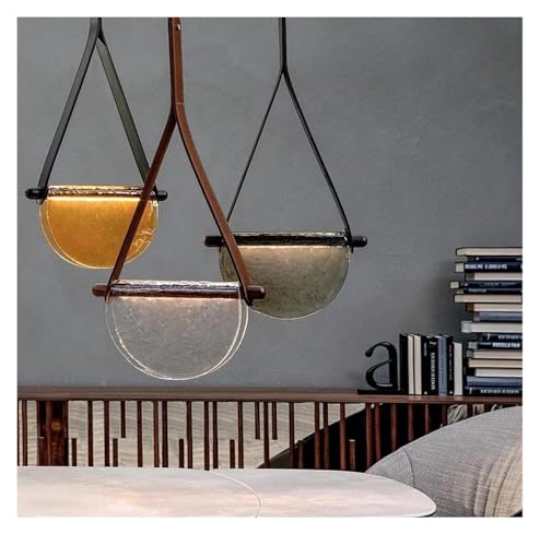 Lampe suspendue en verre fait main cuir post-moderne pour salle restaurant
