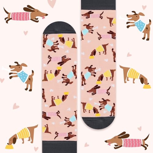 Lustige Socken für Frauen Mama Teenager Mädchen Oma Freundin Sie–'I Can't Get Up Right Now The Dog Is On My Lap-Niedliche Verrückt Flippig Niedlich Valentinstag Muttertag Weihnachtsstrumpf Geschenke