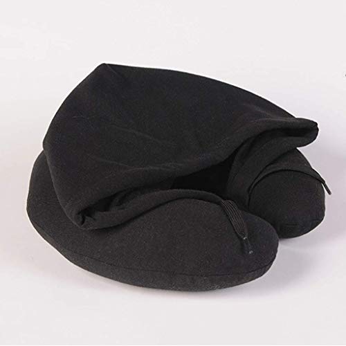 Oreiller voyage mémoire de forme cervical avec capuche protection voiture aéronef