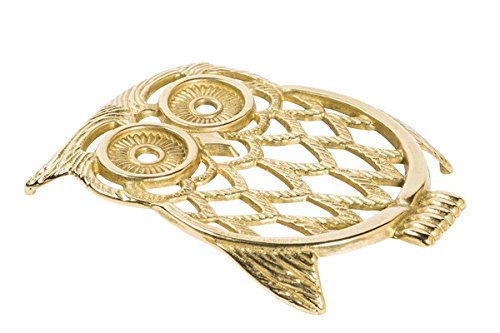 Sottopentola in ottone lucido da tavolo a forma di GUFO