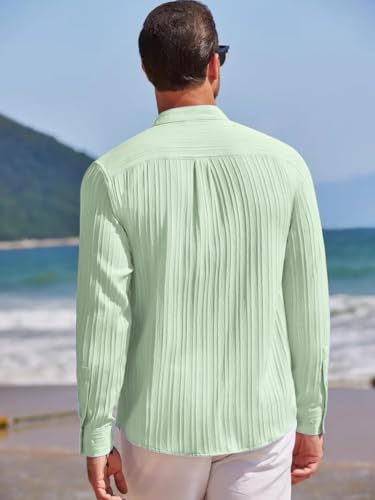 Image of Leriya Fashion Shirt for Man New |Textured Shirts for Men | Long Sleeve Button Down Shirt |Beach Holiday Trendy Evening & Vacation Outfit