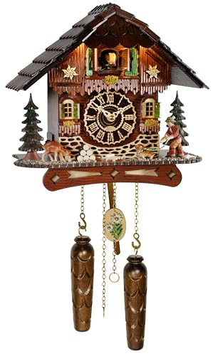 Trenkle Quartz Cuckoo Clock Black Forest House with Music and Light