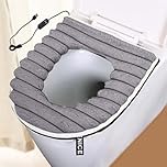 CSIMUNLER USB Powered Heated Toilet Seat Warmer, 5-Speed Adjustable Temperature & Timing, Soft Plush Velvet Fabric, Gray