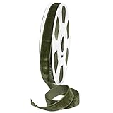Morex Ribbon Nylon, 5/8 inch by 11 Yards, Moss, Item 01215/10-549 Nylvalour Velvet Ribbon, 5/8