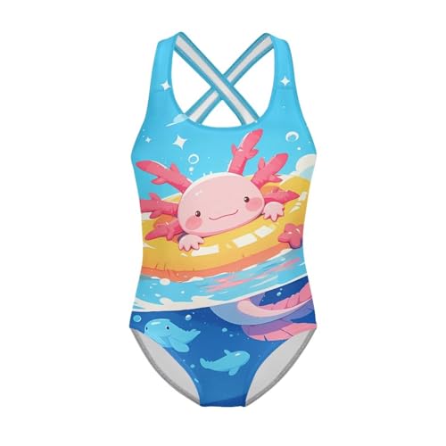 Image of Girls One Piece Swimsuits Teens Sleeveless Back Cross Strap Bathing Suit Kids Quick Dry Cute Beach Swimwear(5-14)
