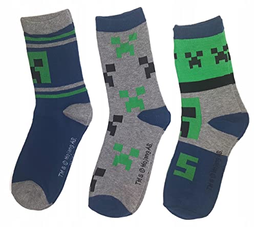 Minecraft Creeper WO43386 - Calcetines (3 unidades), 6 colores., 27-30