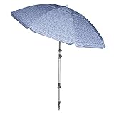 Titan Gray Floral Print 8 Foot Beach Umbrella with Sand Anchor. Fully-Telescoping. UPF 50 Plus...