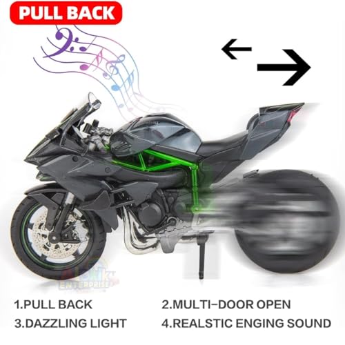 Image of Police Motorcycle Toy - Pull Back Motorcycle Toys, Tiny Gift with Music Lighting, Latte Motorcycles Toy for Kids Boys Age 3-8 Year Old [Multicolor] (Ninja - H2R-Multicolor)