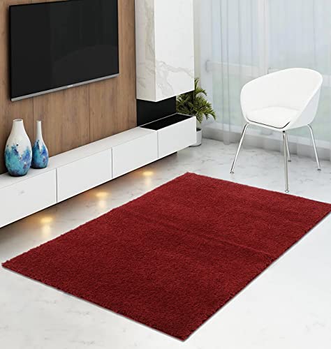 Image of Purav Light 2200 GSM Soft Fluffy Runner Mats (5 x 7 ft, Maroon)| Durable & Washable Bedside Runner for Bedroom, Mat for Bathroom, Living Room Floor Home Decoration with Anti Skid Backing