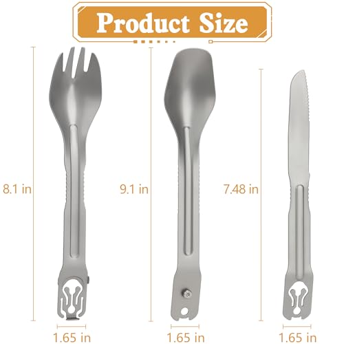 5-in-1-Camping-Utensils-Detachable-Cutlery-Portable-Silverware-Stainless-Steel-Flatware-Multitool-Set-Tongs-Spork-Spoon-Knife-for-Backpacking-Hiking-Picnics-with-Carrying-Bag-Carabiner