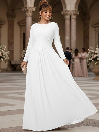 Image of KOH KOH Womens Long Sleeve Flowy Empire Waist Fall Winter Maxi Dress Gown