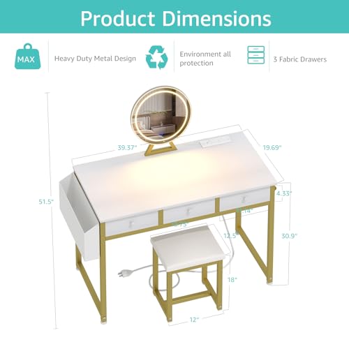 29% Off Lufeiya Makeup Vanity Desk with LED Mirror & Charging - Image 4