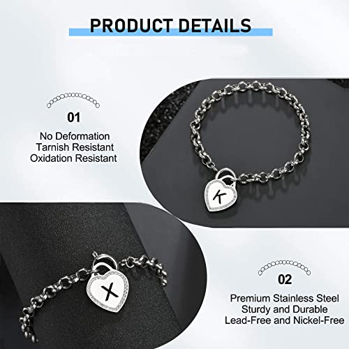Image of CaleesLLC Letter A to Z Initial Charm Bracelet Adjustable Stainless Steel Anklet Personalized Wrist Link for Women