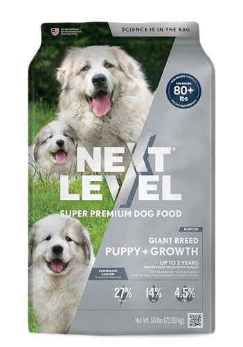 Next Level Super Premium Dog Food – Giant Breed Puppy and Growth – Dry Kibble for Dogs at All Life Stages of Larger Breeds – 27% Protein, Chicken, Fish and Gluten Free Grains