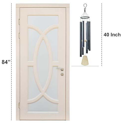 Image of ZAICUS 41 Inch Large Wind Chime for Home Balcony, Outdoor Garden & Vastu - Soothing Sound, Hanging Decor- Black