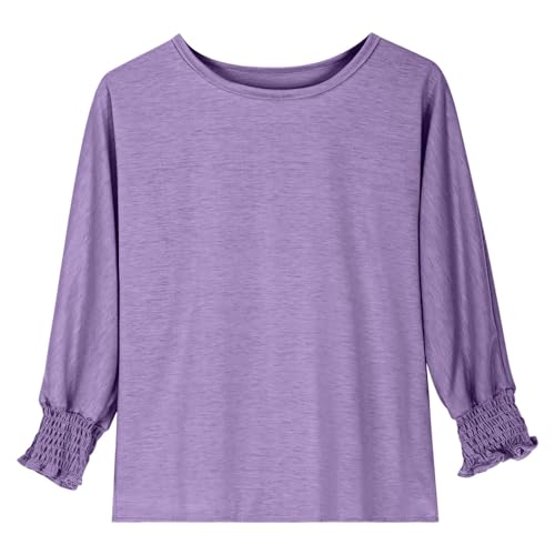 Summer Girls 3/4 Sleeve Tops for Girls 2025 Casual Crew Neck Blouse Puff Sleeve Shirts Cotton Soft T Shirt Tunic Tees2