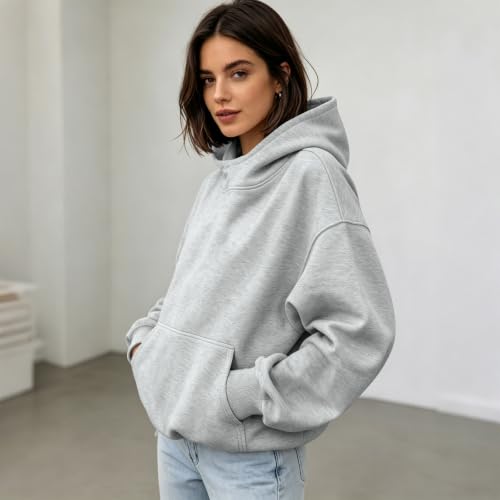 Oversized Mock Neck Sweatshirt Women Fleece Lined Fall Hoodies for Women - image 2