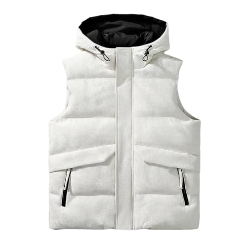 Solid Color Casual Simple Classic Pocket Stitching Texture Men's Hooded Down Vest