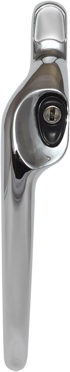 ERA Maxim Offset Locking Window Handle Left Hand Polished Chrome | PVC Windows Handle Replacement | Silver Chromed Handle with Keys