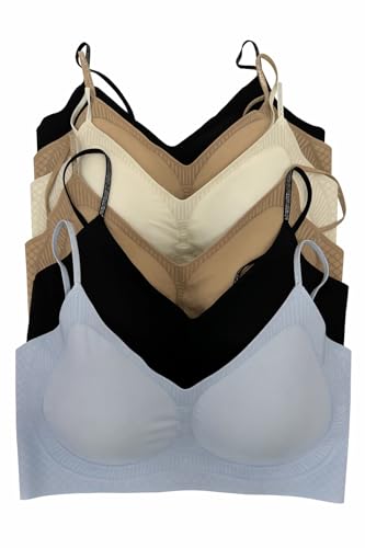 Image of Viola's Secret 6 Pack of Color Print T-Shirt Bras B Cup C Cup and D Cup