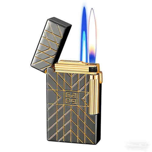Encendedor metálico a prueba de viento de doble llama miniatura 1