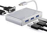 ►【3x USB 3.0】 : HDMI Digital AV USB C Adapter,Ermöglichen das Anschließen von Tastatur, Maus und USB-Speicher an MacBook Pro oder andere Typ-C-Geräte und den Zugriff auf Dateien vom U-Laufwerk. Die Datenübertragung kann an jedem Port mit bis zu 5 Gbit / s erfolgen.