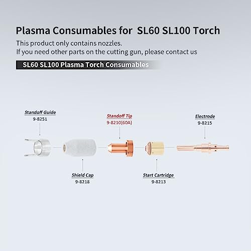 Image of 10pcs 9-8210 Tip 60A Nozzle for Thermal Dynamics SL60 SL100 Plasma Torch | Compatible with Thermal Dynamics Cutmaster 38 /52 /82 /102 /152 Plasma Cutter 60A Consumables