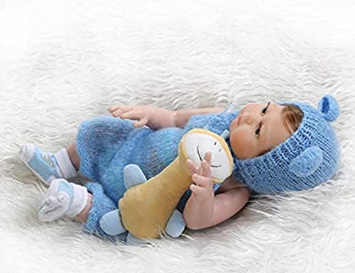 MWKL 20 Zoll Vollsilikon Reborn Babypuppe Lebensechte Neugeborene Puppe mit Strickkleidung Set Kinder begleiten Puppe… – Bild 7