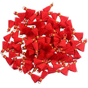100pcs 2cm Mini Tassel DIY Jewellery Making Craft-Red