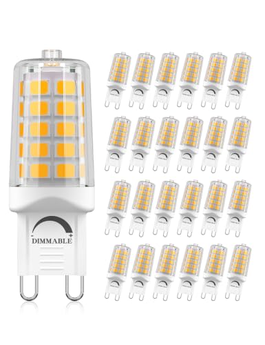 Image of BAOMING 24 Pack G9 LED Bulb 4W 3000K Soft Warm White T4 Dimmable | 24-Pk 4W G9 LED, 40W Equiv, 450LM, Smooth Dimmable, No Flicker, Eye-Safe, Standard G9 Base for Chandelier & Sconce