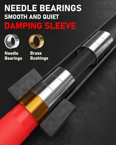 GarveeLife 7FT Olympic Barbell, Weight Bar For Weightlifting and Powerlifting, 45lb Olympic Bar with Needle Bearings & Brass Bushings, 1500LBS Strength Training Bar Fit 2" Standard Weights Home Gym - Image 4