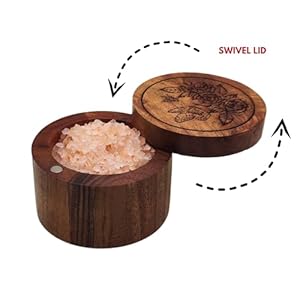 Saltcellermadeofacaciawoodspiceboxswivellidcoverfortablegourmetherbsseasoningscountertopprimitivecontainerswoodendishjarstorageboxfloral Urban Country Home Decor Salt celler made of acacia wood spice box swivel lid cover for table gourmet herbs seasonings countertop primitive containers wooden dish jar storage box floral urban country home decor