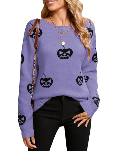 Image of Womens Cute Heart Sweater Crew Neck Long Sleeve Pullover Valentines Sweater