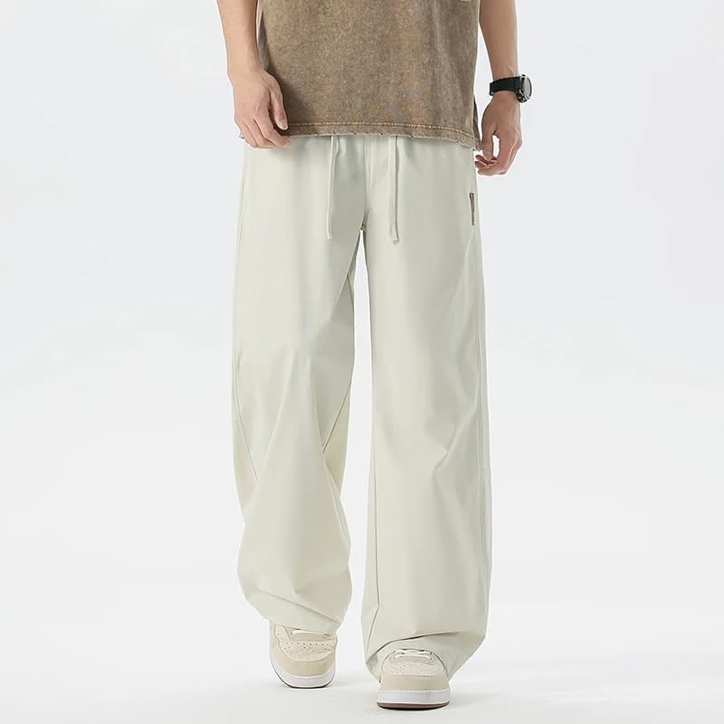 Summer Thin Wide Pants Men's Ice Silk Casual Pants Stretch Loose Straight Trousers Jogging Sweatpants3