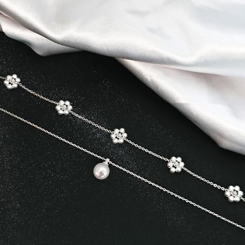 Image of Zeffy Gold Pearl Necklace for Women, Dainty 14K Gold /Silve Plated Layered Pearl Choker Pearl Earrings Pearl Bracelets Wedding Trendy Gold Jewelry Set for Women Gifts