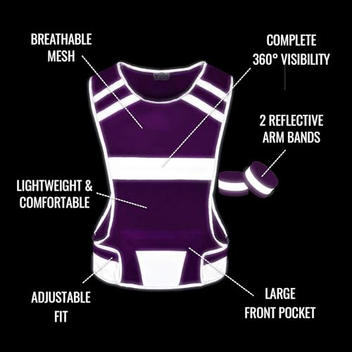 Mesh Safety Vest with Pocket & 2 Wrist Bands, High-Visibility Running Vest - image 4