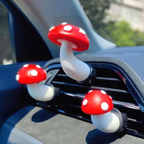 Image of Mushroom Car Air Vent Freshener Clip, Cute Car Vent Decoration, Funny Mushroom Decor Ornament, Universal Car Interior Accessories for Women