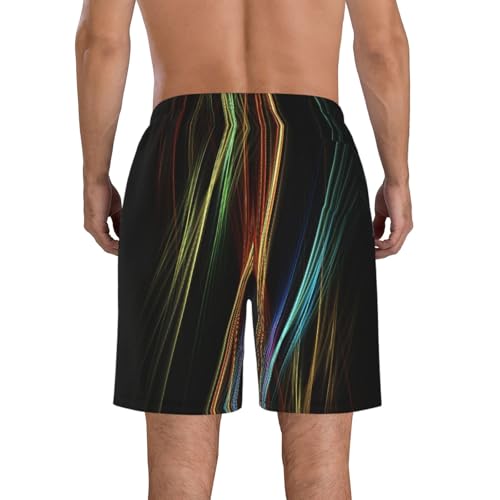 Men's Beach Shorts Swim TrunksFun Patterns Colorful Lines Art Print for Surfing Running Summer Vacation3