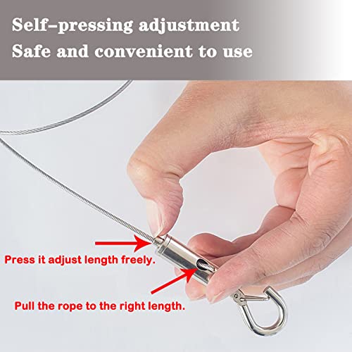 Picture Hanging Wire, Adjustable Hanging Wires Kit Mirror Frame Kit 2Pcs 2M X1.5Mm Hook Heavy Duty Stainless Steel Wire Rope Hook Wall Mount Wire For Mirror, Picture Frame, Light Hold Up To 24Kg #TOP3