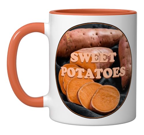 Taza de cerámica Sweet Potatoes 11 oz naranja y blanco miniatura 1