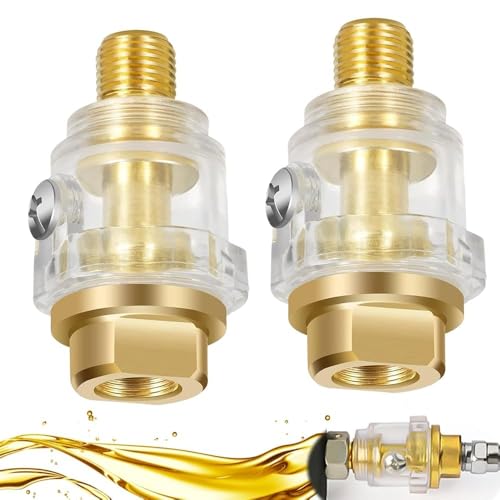 Casenly Mini-Graisseur de Ligne, 2 Pièces Huileur Pneumatique, Graisseur Pneumatique Huileur Mini, Lubrificateur Automatique, Outil Pneumatique 1/4 in NPT...