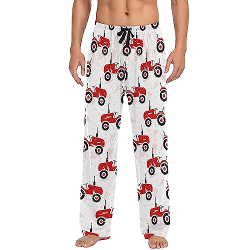 Fisyme Red Farm Tractors Mens Pajama Pants Men's Pajama Bottoms Soft Sleep Lounge Pj Pants