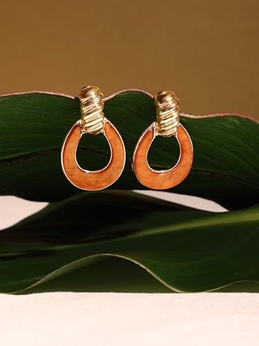 Image of Zaveri Pearls Brown Contemporary Gold Plated Studs Earrings For Women-ZPFK17219