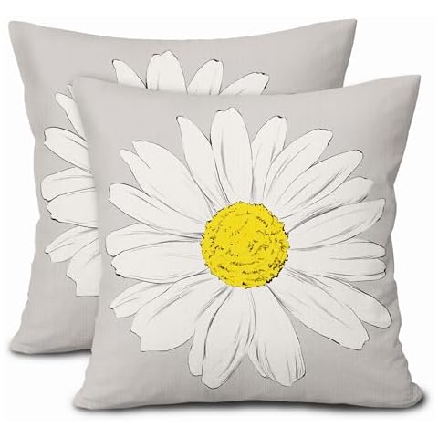 Kawani Daisy Flower Grey Pillow Covers Set Cover