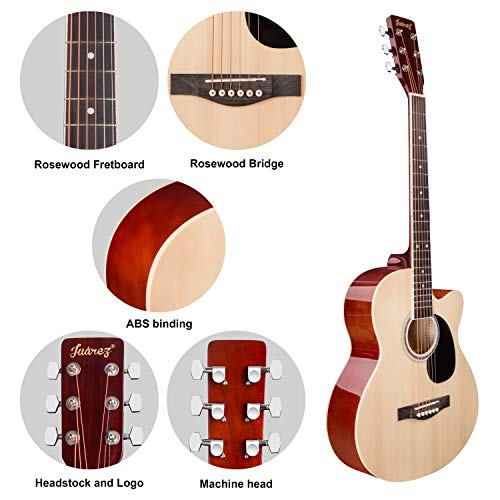 Image of JUAREZ Arpeggio 39 Inch Acoustic Guitar Kit, JRA39SR-NAT Spruce Top, Rosewood Fretboard & Bridge, Truss Rod, Chrome Die Cast Machine Tuners, Natural